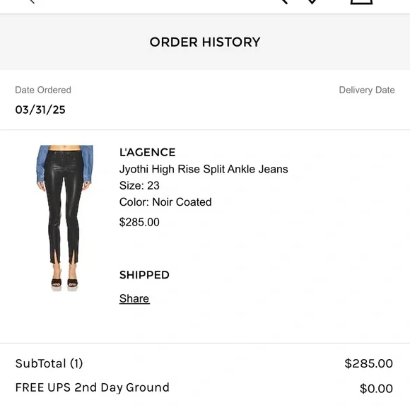 L'AGENCE Black Skinny Pants with Slit